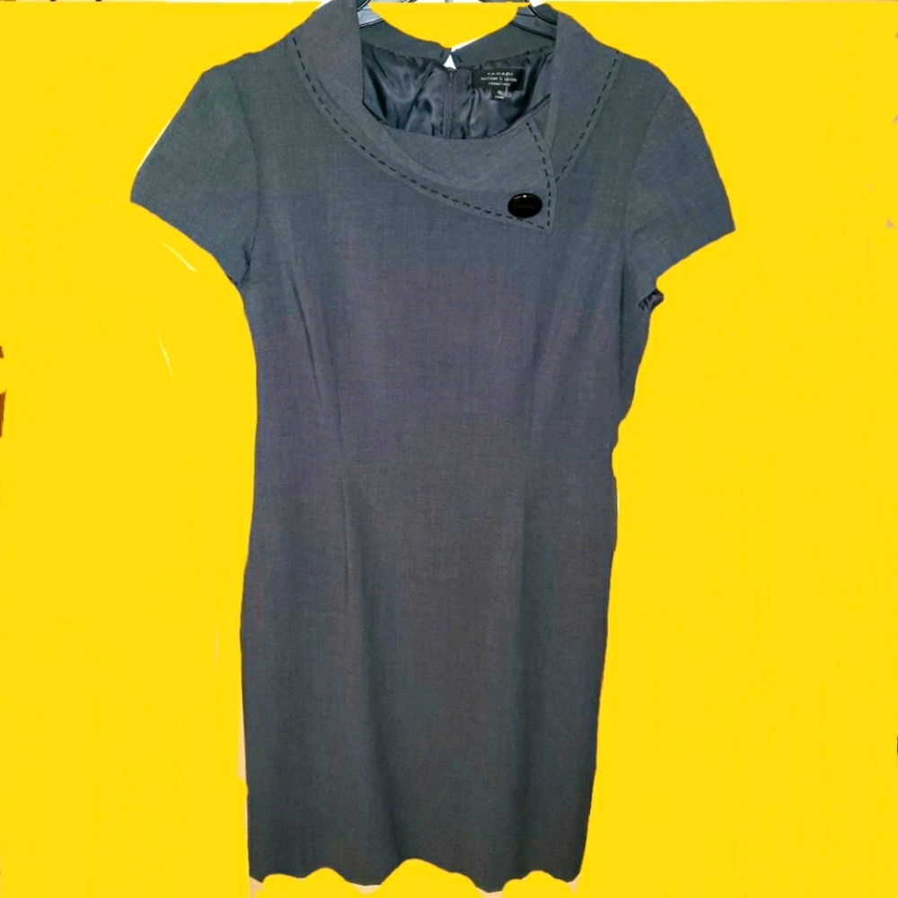 5/35 NEW TAHARI CAREER DRESS GRAY COWL NECK
